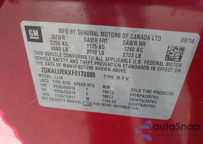 2GKALUEKXF6172005: 43289901