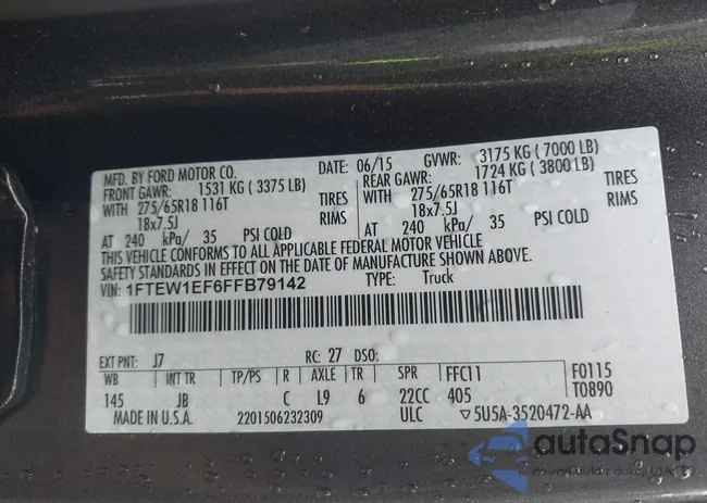 1FTEW1EF6FFB79142: 43289942