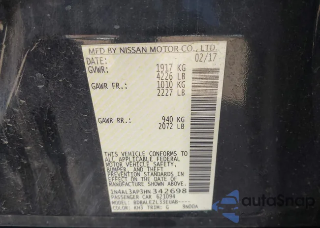 1N4AL3AP3HN342698: 43289977