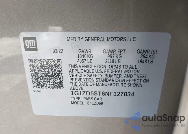 1G1ZD5ST6NF127834: 43290001