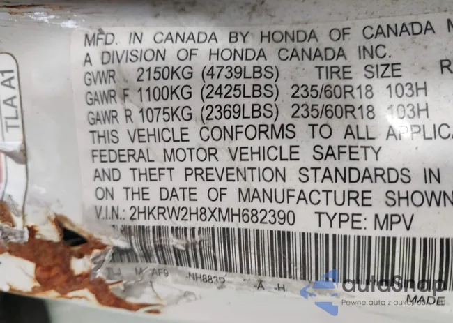 2HKRW2H8XMH682390: 43290077