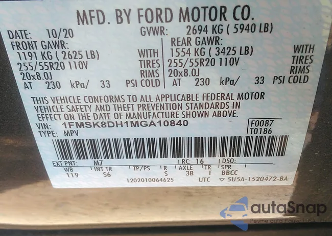 1FMSK8DH1MGA10840: 43290088