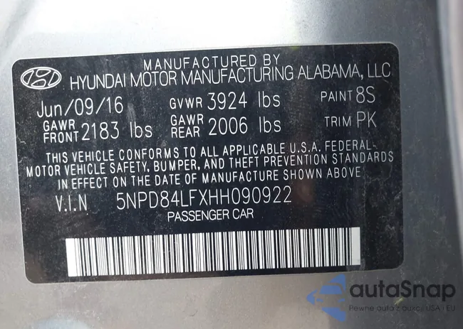 5NPD84LFXHH090922: 43290101