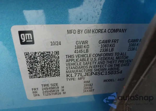 KL77LJEP4SC150354: 43290119