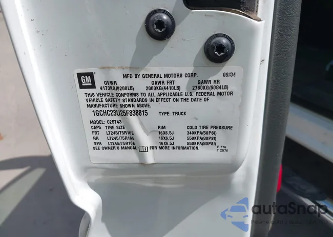 1GCHC23U25F838815: 43290228