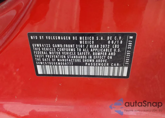 3VWC57BU5KM056777: 43290319