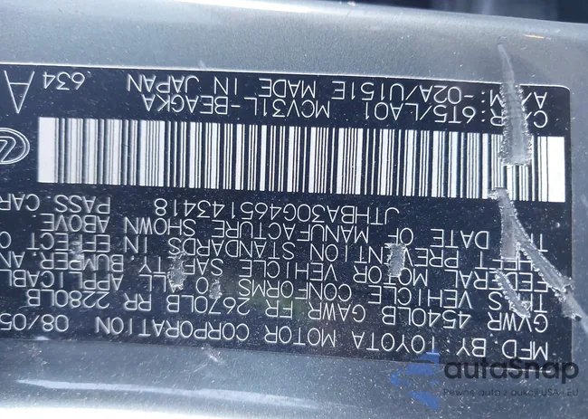 JTHBA30G465143418: 43290367