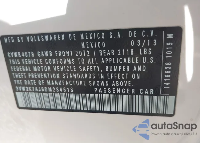 3VW2K7AJ9DM284618: 43289750