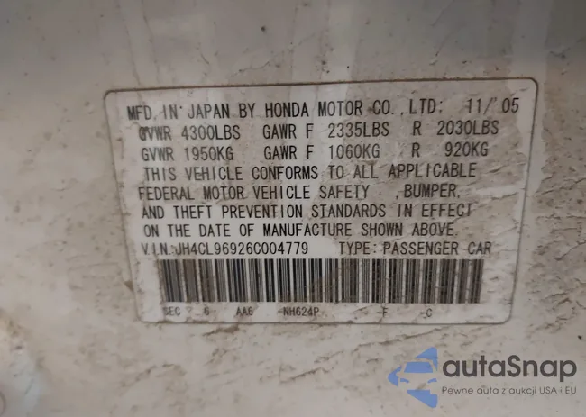 JH4CL96926C004779: 43290836