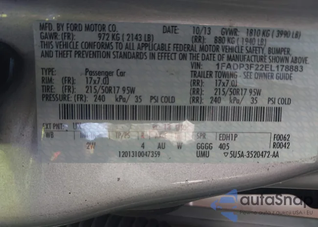 1FADP3F22EL178883: 43290841