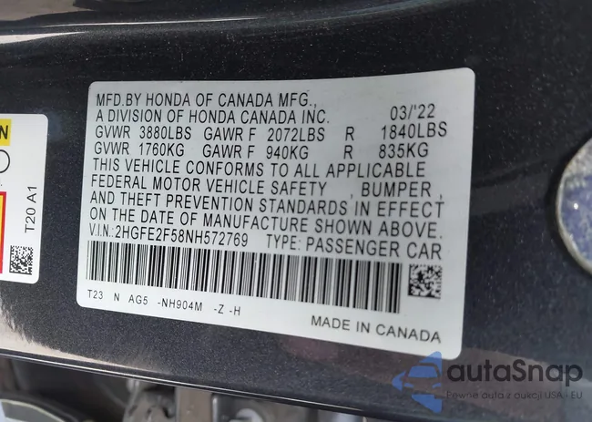 2HGFE2F58NH572769: 43290853