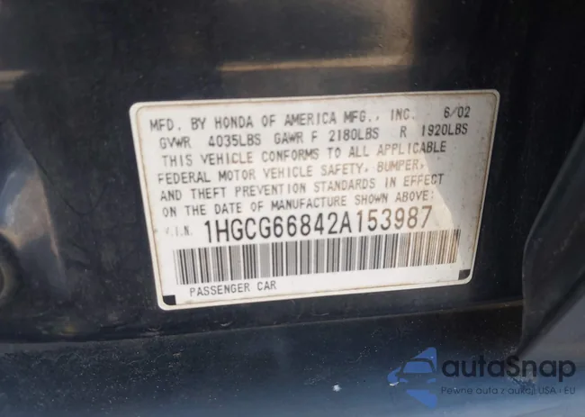 1HGCG66842A153987: 43290900