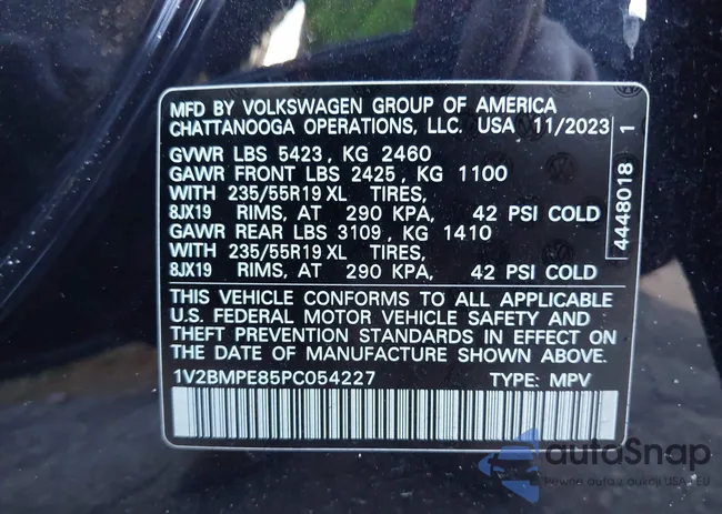 1V2BMPE85PC054227: 43290915