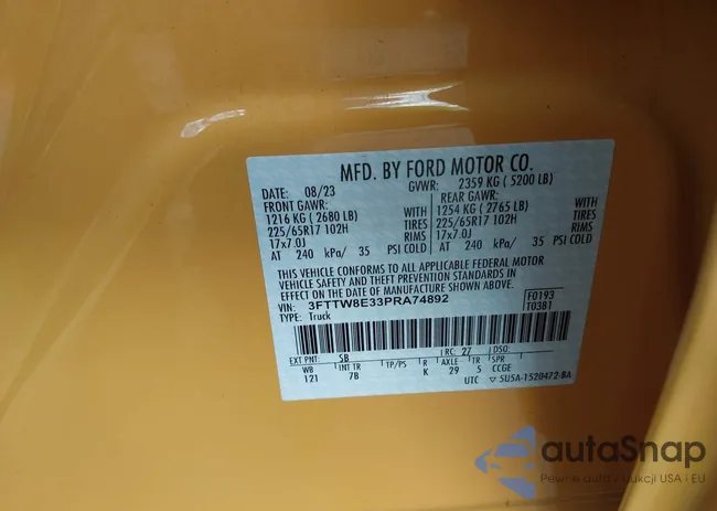 3FTTW8E33PRA74892: 43290940