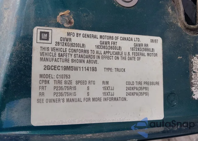 2GCEC19M5W1114193: 43290969