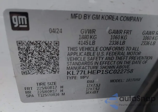 KL77LHEP1SC022758: 43290989