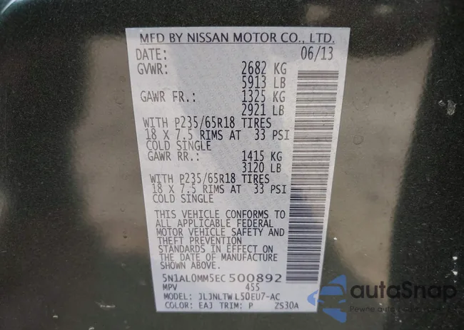 5N1AL0MM5EC500892: 43291030