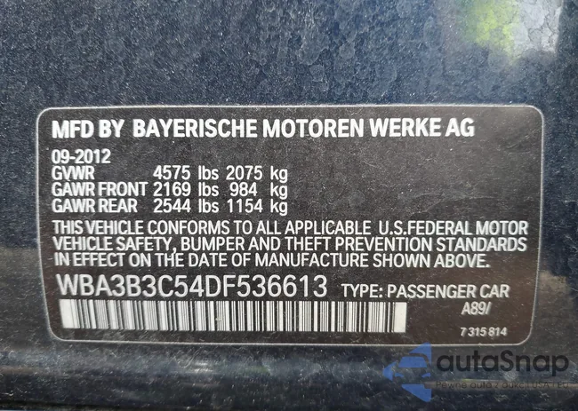 WBA3B3C54DF536613: 43291073