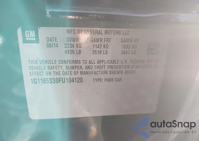 1G1165S30FU104120: 43291103