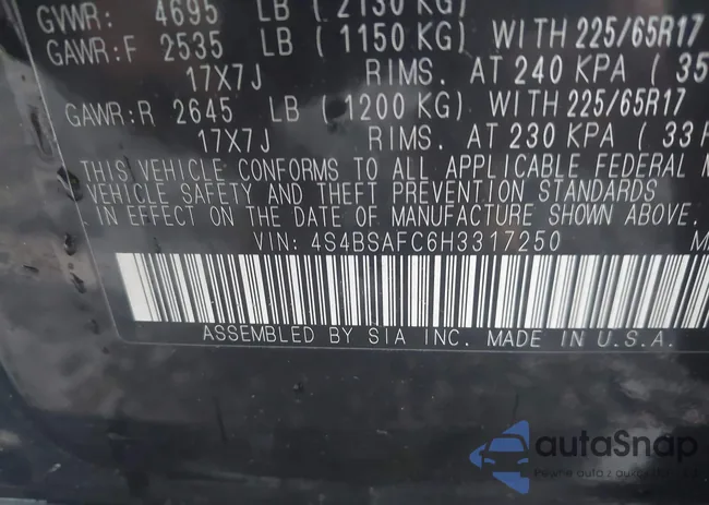 4S4BSAFC6H3317250: 43291113