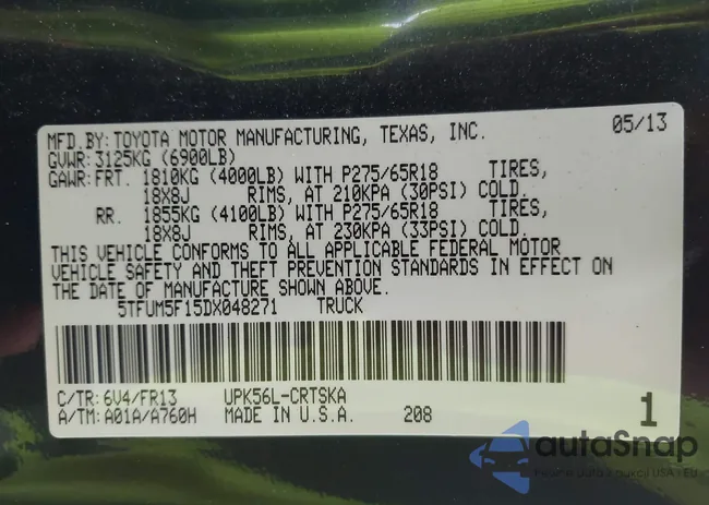 5TFUM5F15DX048271: 43291121