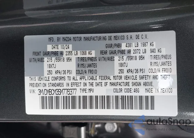 3MVDMBCM3SM776377: 43290533