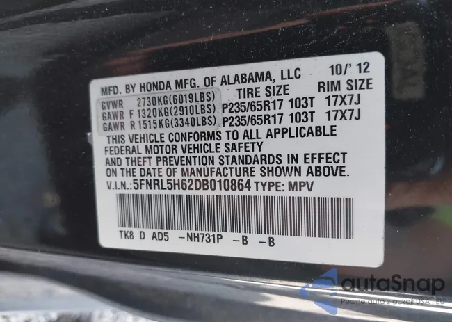 5FNRL5H62DB010864: 43290567