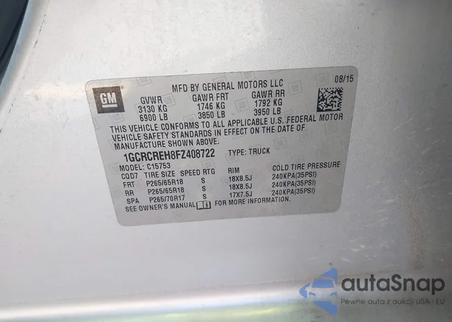 1GCRCREH8FZ408722: 43290623