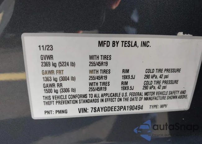 7SAYGDEE3PA190494: 43290725