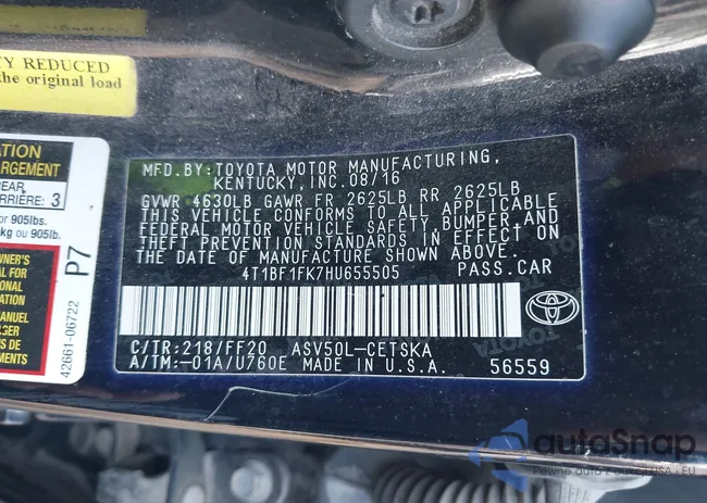 4T1BF1FK7HU655505: 43290762