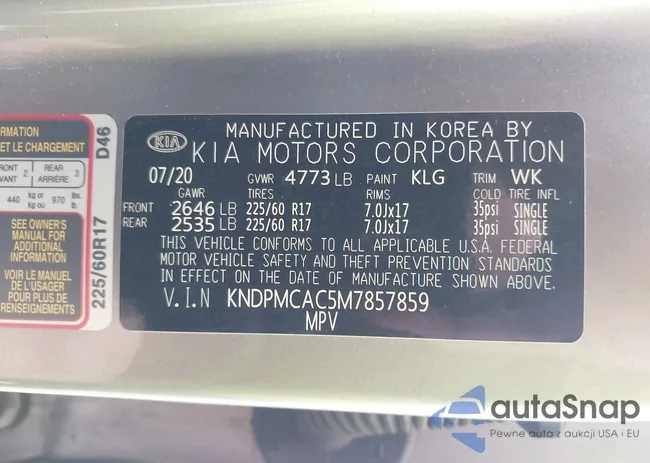 KNDPMCAC5M7857859: 43291800