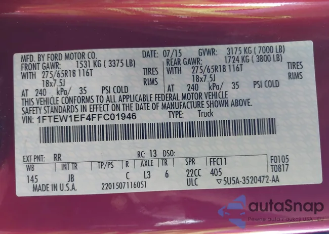 1FTEW1EF4FFC01946: 43291890