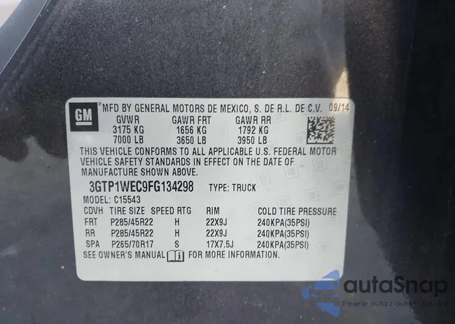 3GTP1WEC9FG134298: 43291940