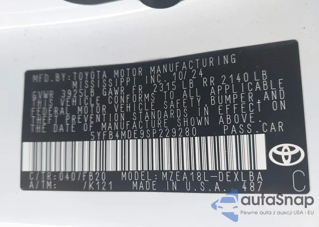 5YFB4MDE9SP229280: 43292092