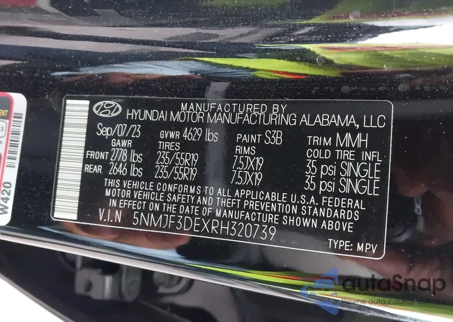 5NMJF3DEXRH320739: 43292205