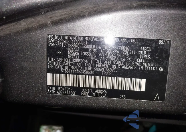 5TBBT44115S458606: 43292218