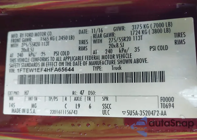 1FTEW1EF4HFA65644: 43292295