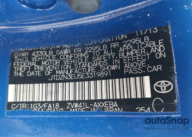 JTDZN3EU5E3319891: 43292299