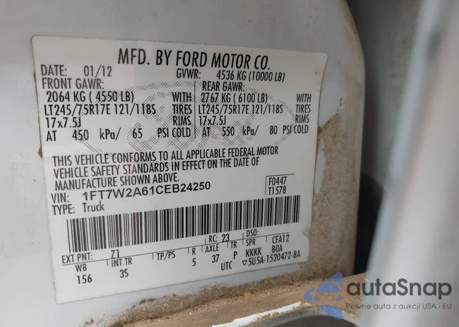 1FT7W2A61CEB24250: 43292303