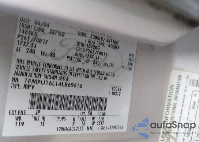 1FMPU16L14LB69616: 43292377