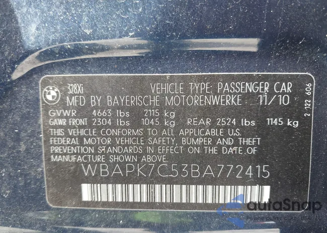 WBAPK7C53BA772415: 43291404