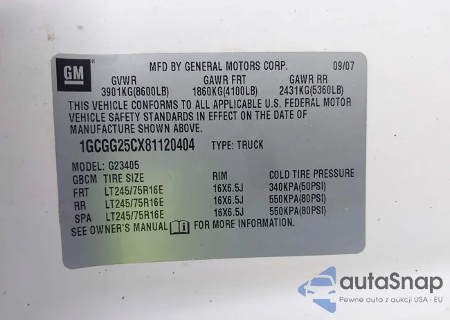 1GCGG25CX81120404: 43291417