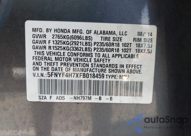 5FNYF4H7XFB018459: 43291442