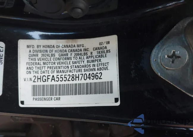 2HGFA55528H704962: 43291497