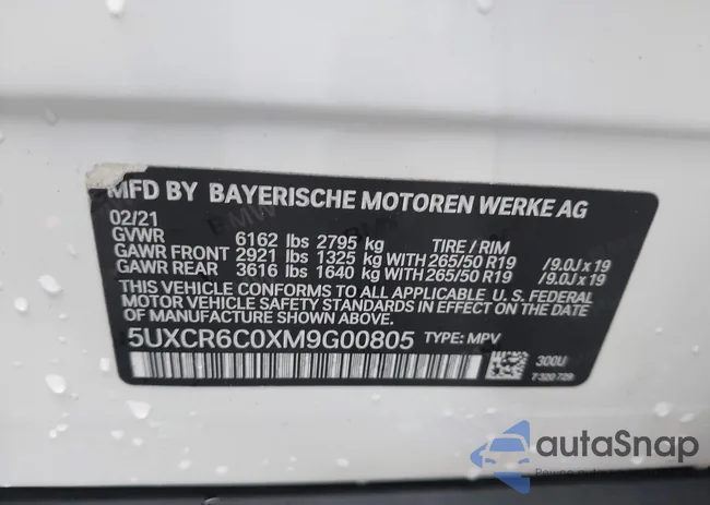 5UXCR6C0XM9G00805: 43291501