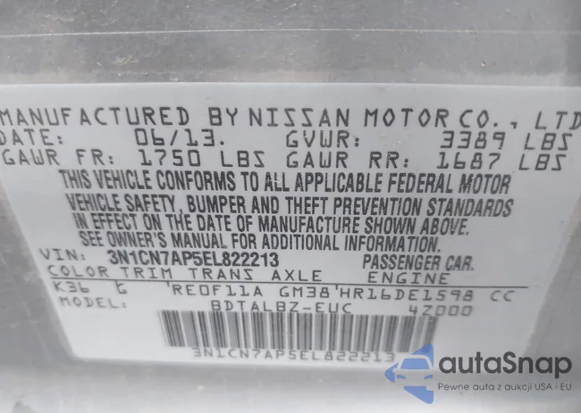 3N1CN7AP5EL822213: 43291571