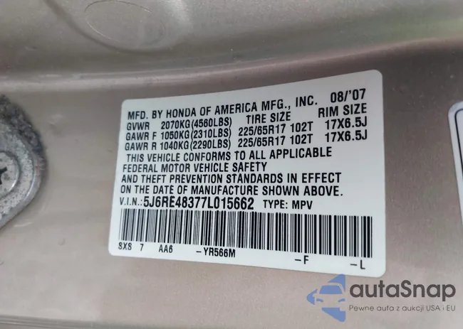 5J6RE48377L015662: 43291663