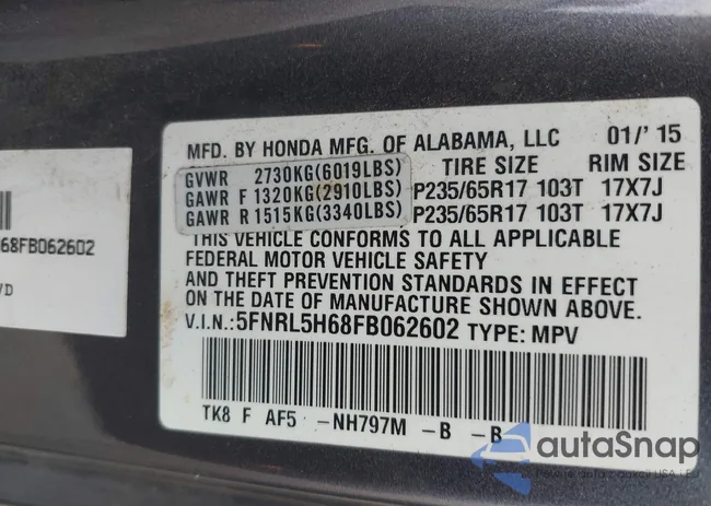 5FNRL5H68FB062602: 43291780