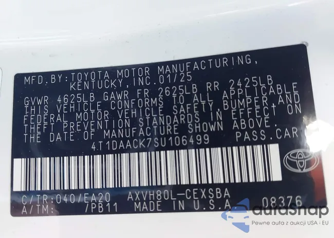 4T1DAACK7SU106499: 43292837