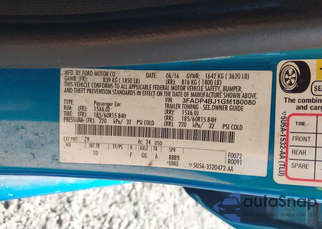 3FADP4BJ1GM180080: 43292841